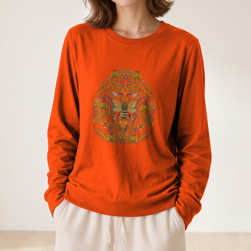 Camicia a maniche lunghe da donna Olivenorma in morbido misto cotone con stampa floreale e ape. - image 29