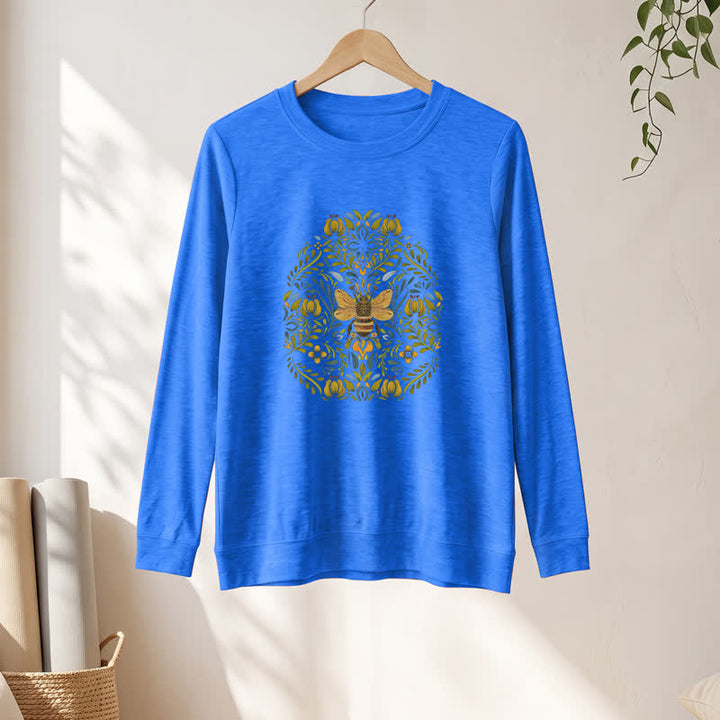 Camicia a maniche lunghe da donna Olivenorma in morbido misto cotone con stampa floreale e ape. - image 16