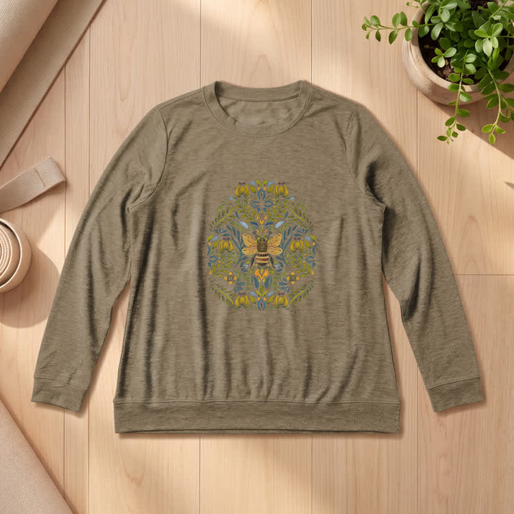 Camicia a maniche lunghe da donna Olivenorma in morbido misto cotone con stampa floreale e ape. - Caffè - 2XL - image 24
