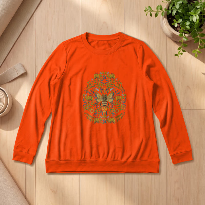 Camicia a maniche lunghe da donna Olivenorma in morbido misto cotone con stampa floreale e ape. - Arancia - 2XL - image 27
