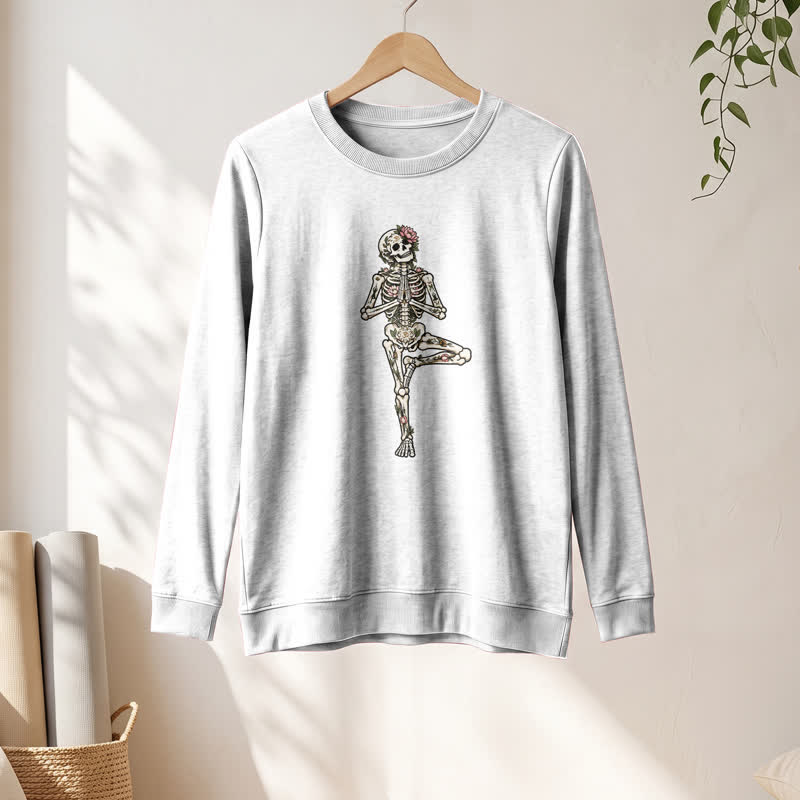 Camicia a maniche lunghe da donna Olivenorma in misto cotone con stampa artistica di scheletro di loto. - image 4