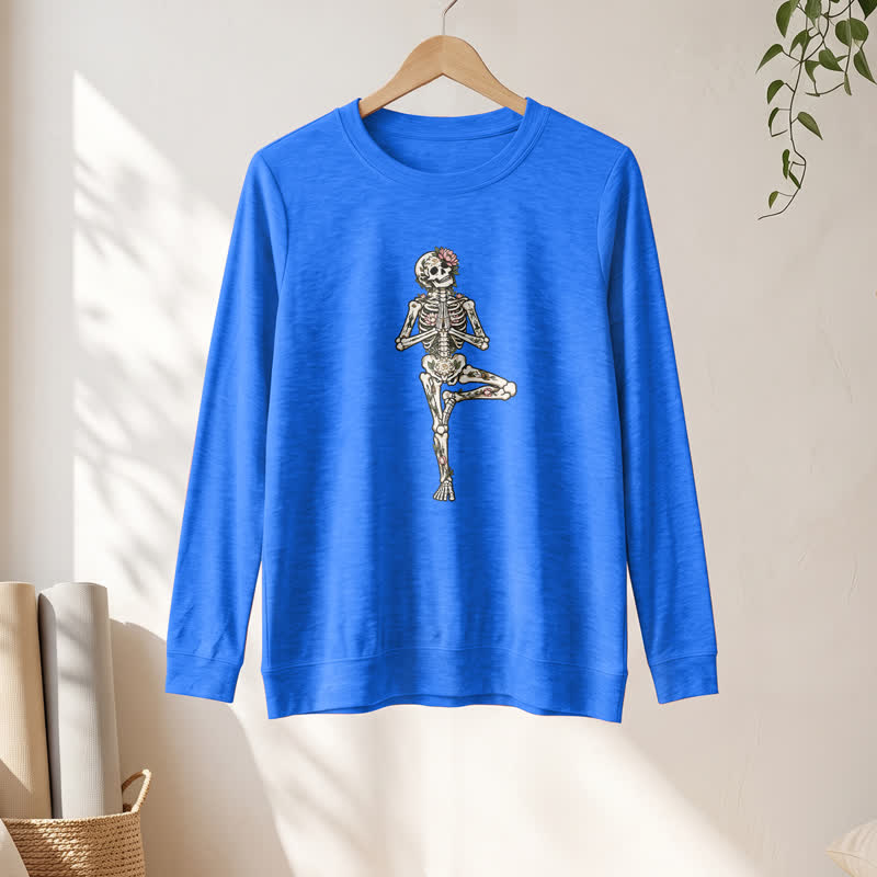 Camicia a maniche lunghe da donna Olivenorma in misto cotone con stampa artistica di scheletro di loto. - image 16