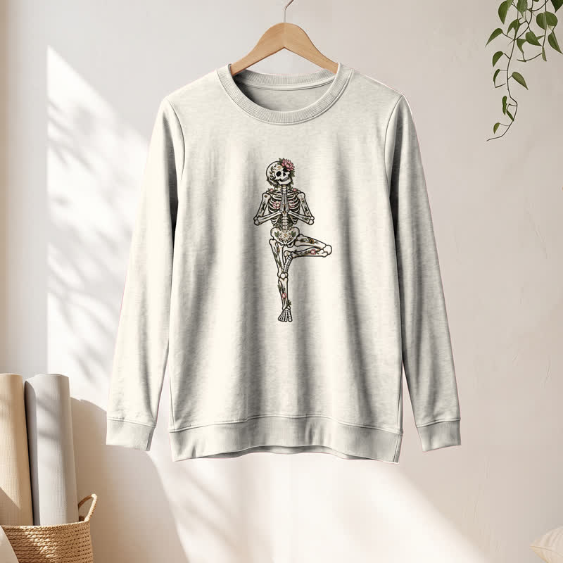 Camicia a maniche lunghe da donna Olivenorma in misto cotone con stampa artistica di scheletro di loto. - image 10