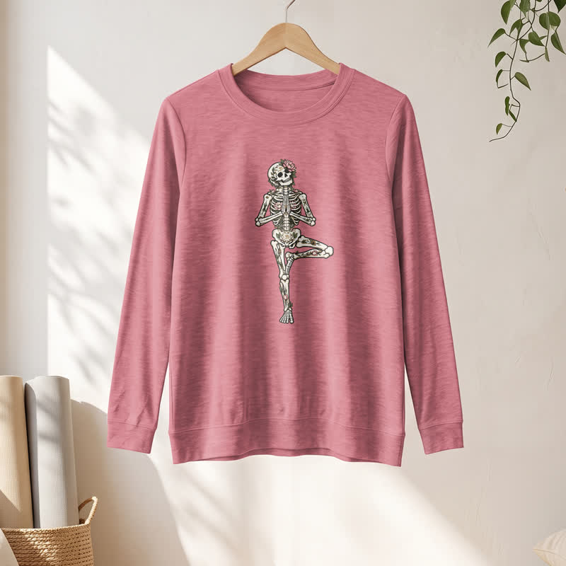 Camicia a maniche lunghe da donna Olivenorma in misto cotone con stampa artistica di scheletro di loto. - image 7