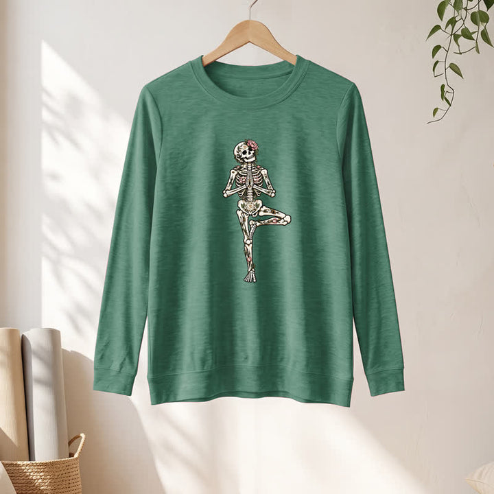 Camicia a maniche lunghe da donna Olivenorma in misto cotone con stampa artistica di scheletro di loto. - image 22