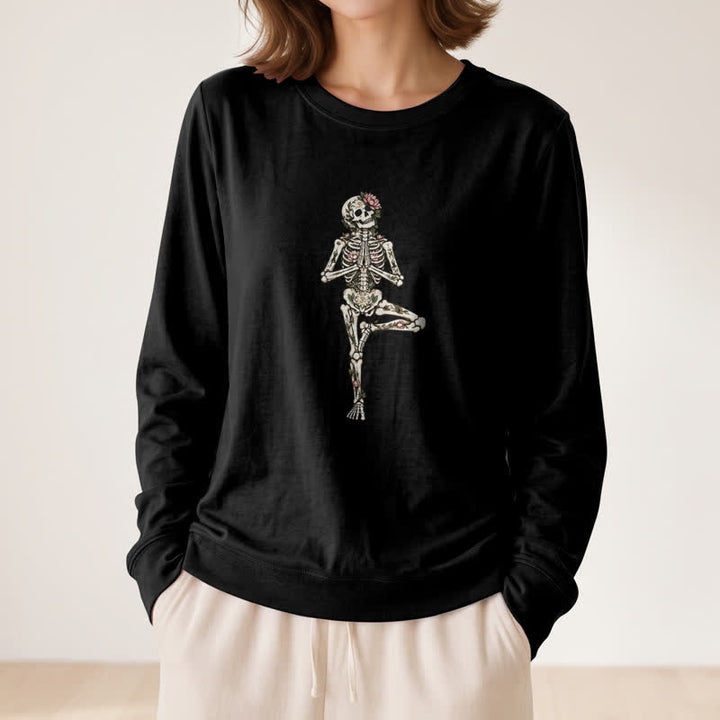 Camicia a maniche lunghe da donna Olivenorma in misto cotone con stampa artistica di scheletro di loto. - image 2
