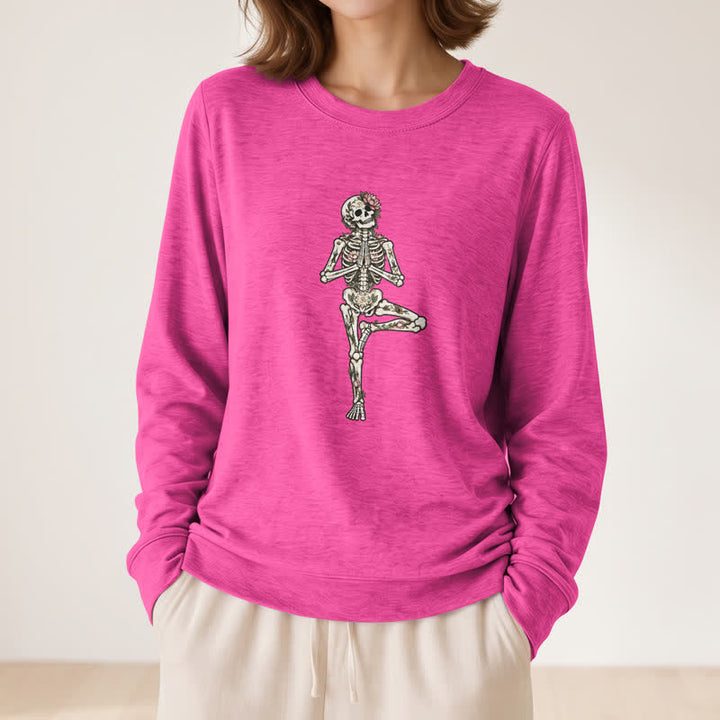 Camicia a maniche lunghe da donna Olivenorma in misto cotone con stampa artistica di scheletro di loto. - image 20