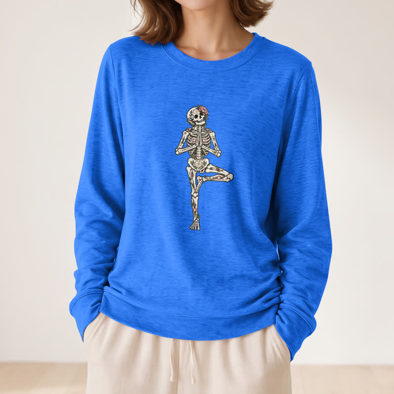 Camicia a maniche lunghe da donna Olivenorma in misto cotone con stampa artistica di scheletro di loto. - image 17