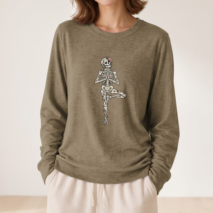 Camicia a maniche lunghe da donna Olivenorma in misto cotone con stampa artistica di scheletro di loto. - image 26