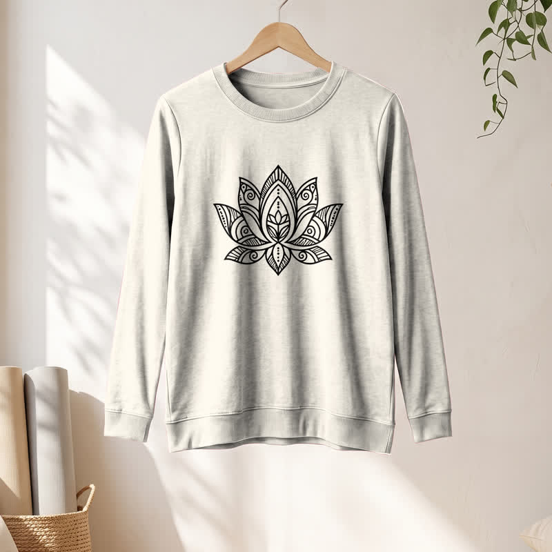 Camicia a maniche lunghe da donna Olivenorma in morbido misto cotone con stampa mandala e loto. - image 13