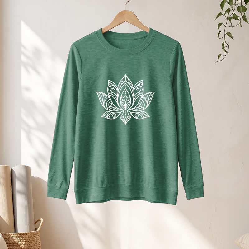 Camicia a maniche lunghe da donna Olivenorma in morbido misto cotone con stampa mandala e loto. - image 22