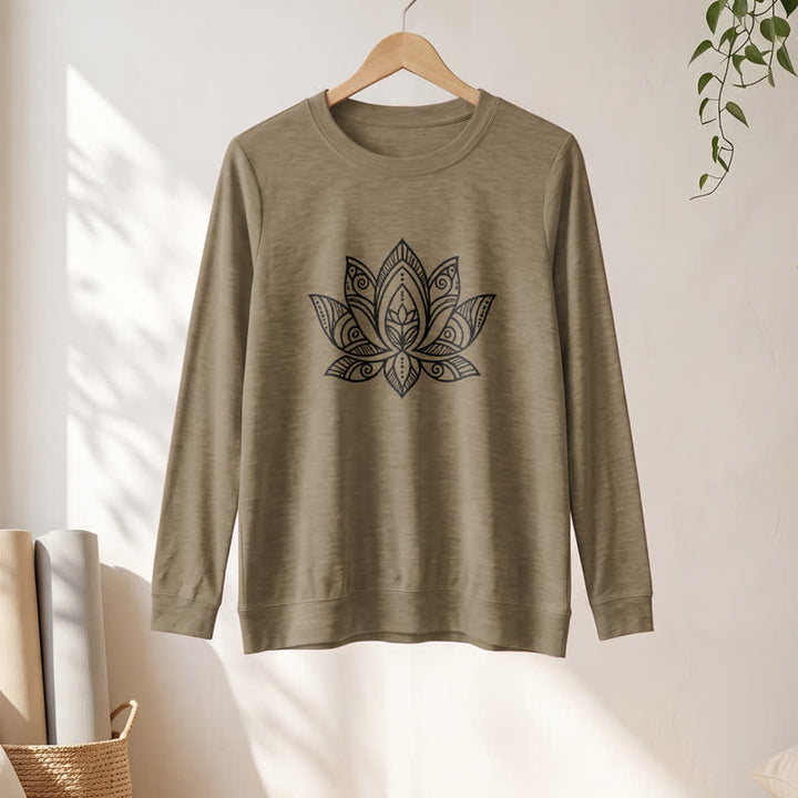 Camicia a maniche lunghe da donna Olivenorma in morbido misto cotone con stampa mandala e loto. - image 25