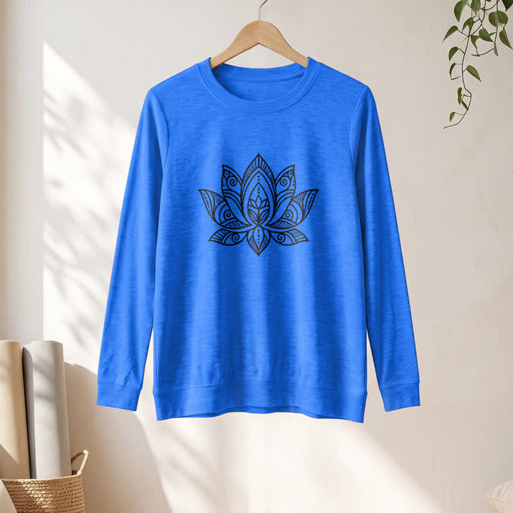 Camicia a maniche lunghe da donna Olivenorma in morbido misto cotone con stampa mandala e loto. - image 1