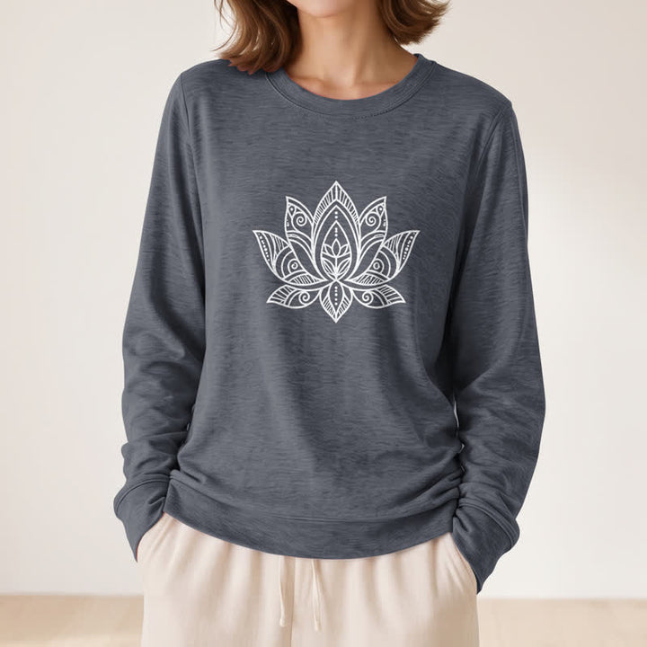 Camicia a maniche lunghe da donna Olivenorma in morbido misto cotone con stampa mandala e loto. - image 17