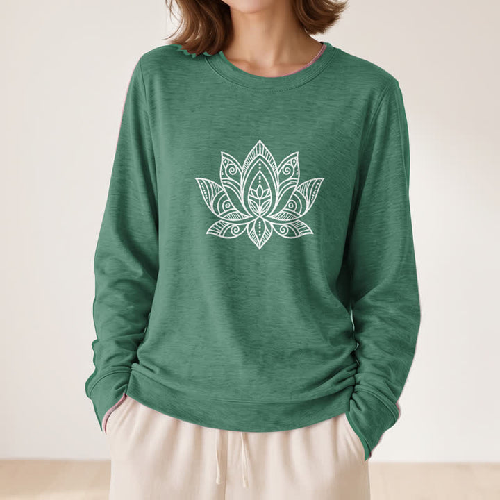 Camicia a maniche lunghe da donna Olivenorma in morbido misto cotone con stampa mandala e loto. - image 23