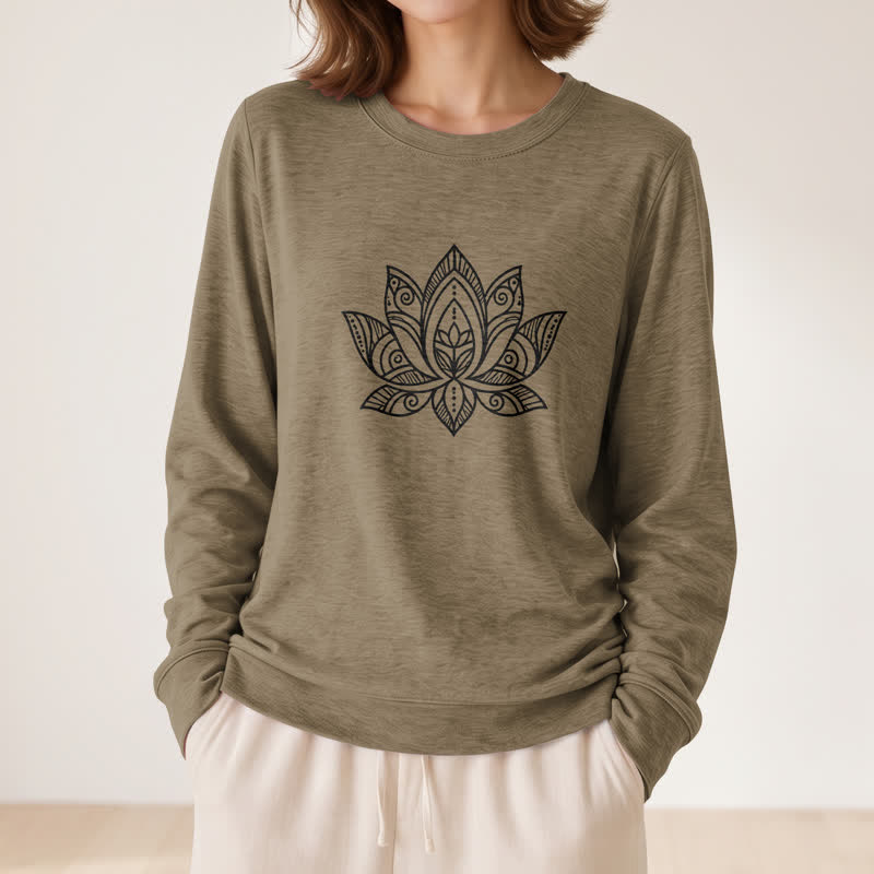 Camicia a maniche lunghe da donna Olivenorma in morbido misto cotone con stampa mandala e loto. - image 26