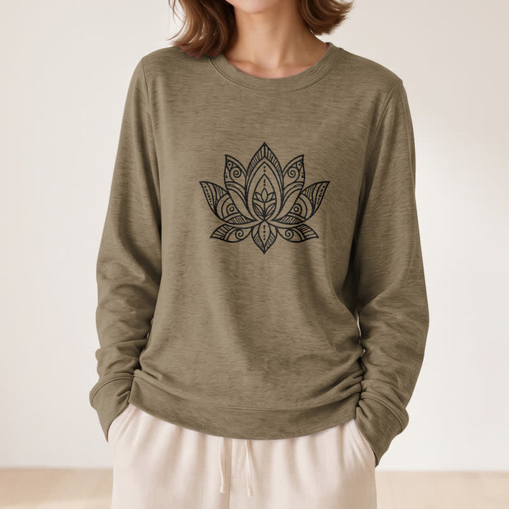 Camicia a maniche lunghe da donna Olivenorma in morbido misto cotone con stampa mandala e loto. - image 26