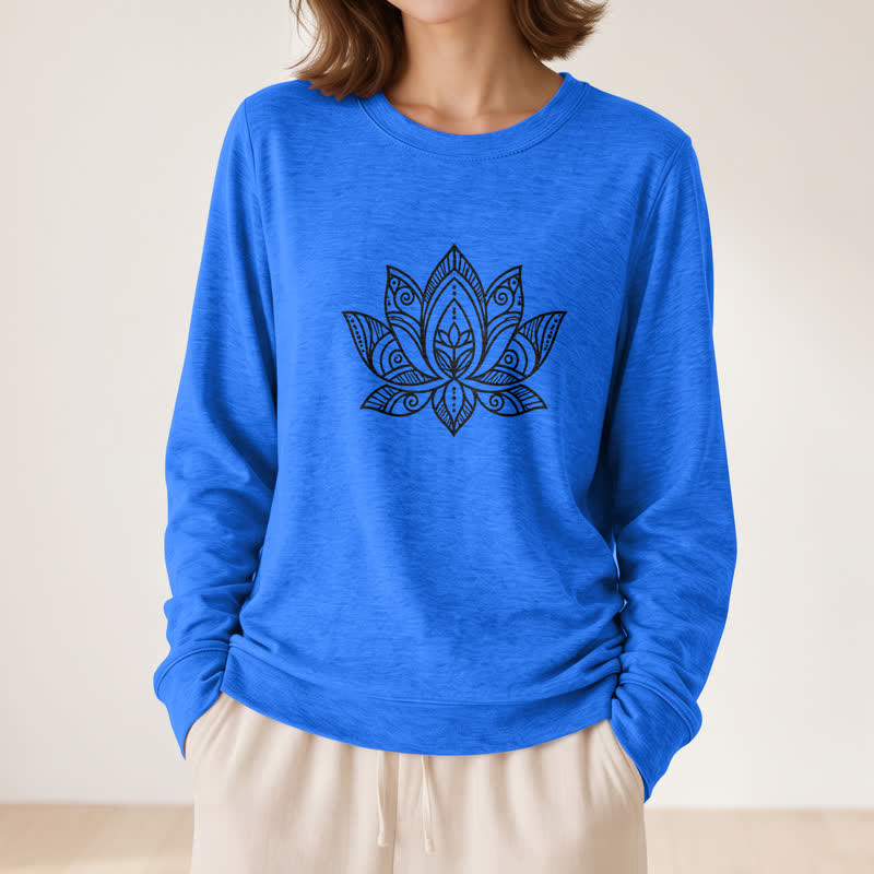 Camicia a maniche lunghe da donna Olivenorma in morbido misto cotone con stampa mandala e loto. - image 2