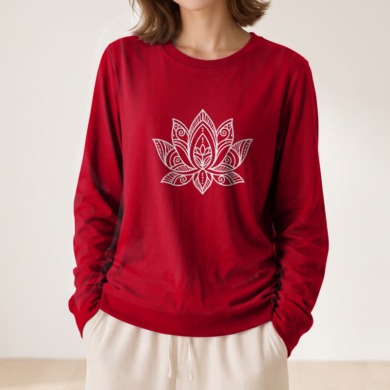 Camicia a maniche lunghe da donna Olivenorma in morbido misto cotone con stampa mandala e loto. - image 32