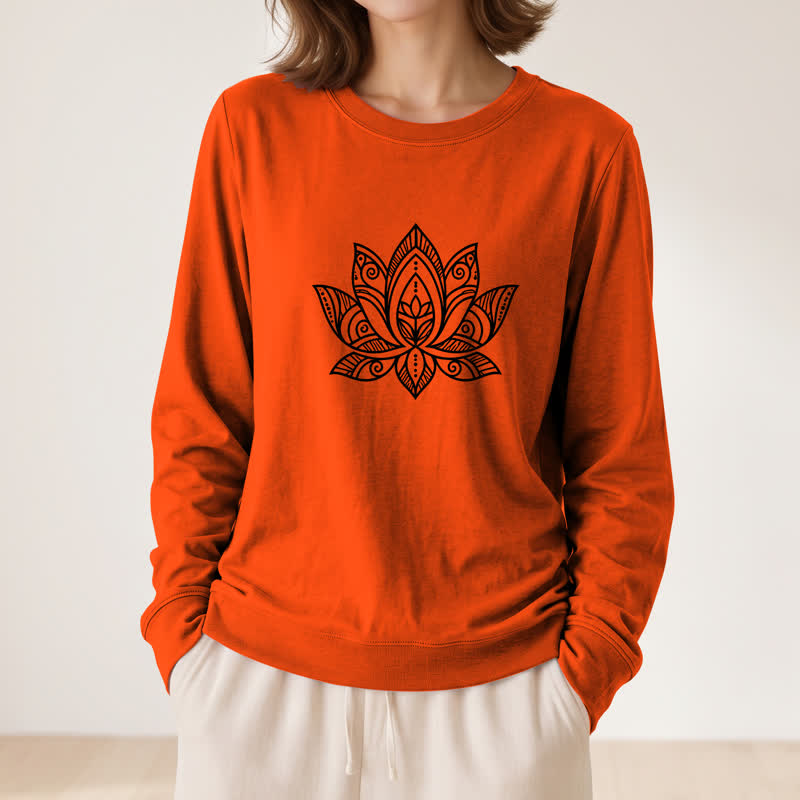 Camicia a maniche lunghe da donna Olivenorma in morbido misto cotone con stampa mandala e loto. - image 29