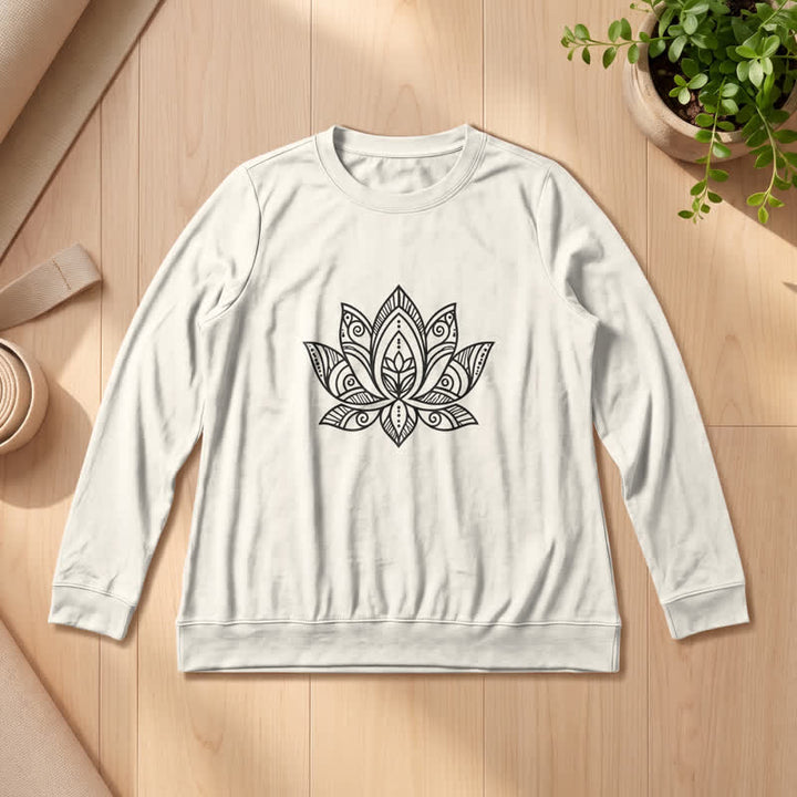 Camicia a maniche lunghe da donna Olivenorma in morbido misto cotone con stampa mandala e loto. - Colore sabbia - 2XL - image 12