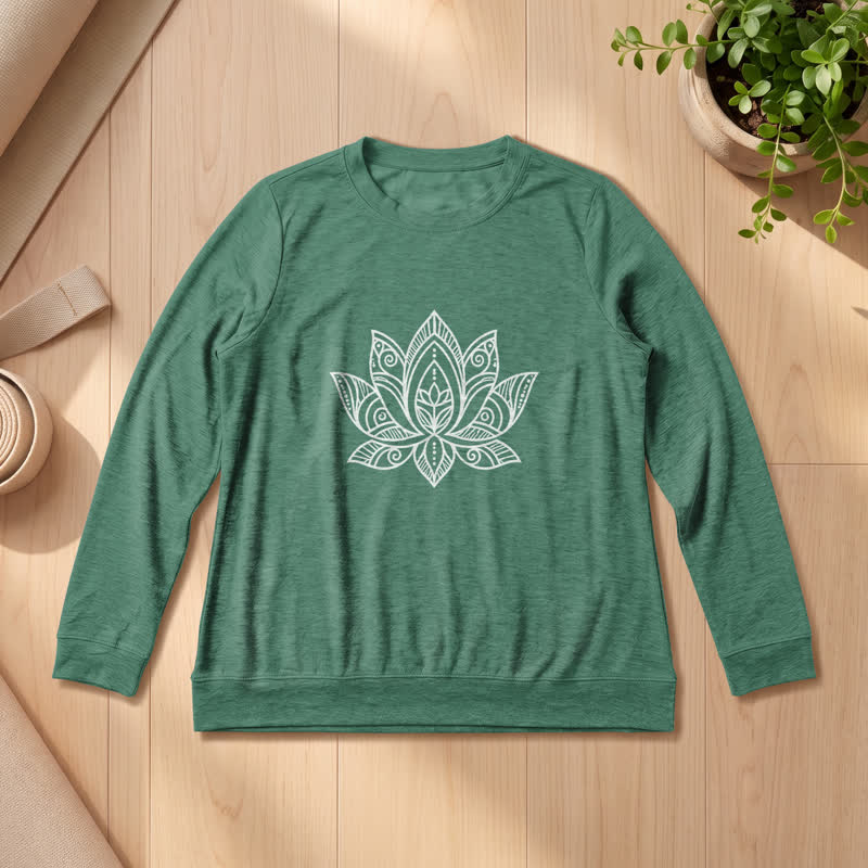 Camicia a maniche lunghe da donna Olivenorma in morbido misto cotone con stampa mandala e loto. - Verde Vintage - 2XL - image 21
