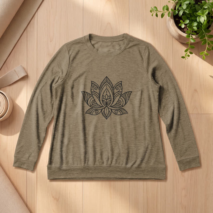 Camicia a maniche lunghe da donna Olivenorma in morbido misto cotone con stampa mandala e loto. - Caffè - 2XL - image 24