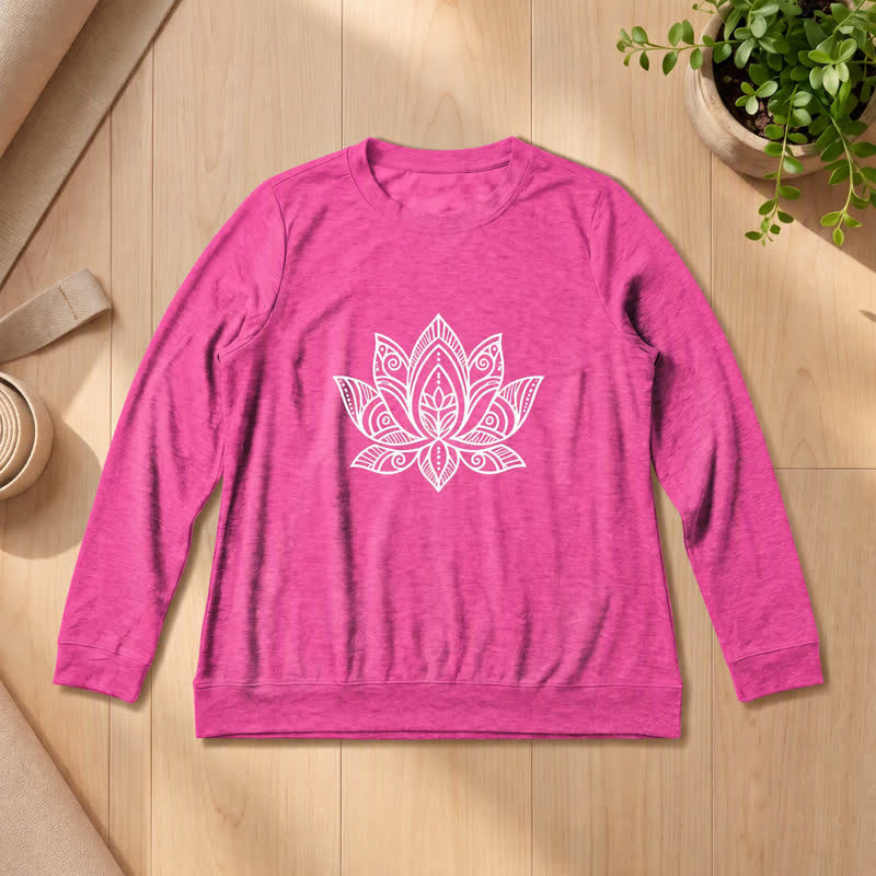 Camicia a maniche lunghe da donna Olivenorma in morbido misto cotone con stampa mandala e loto. - Rosa - 2XL - image 18