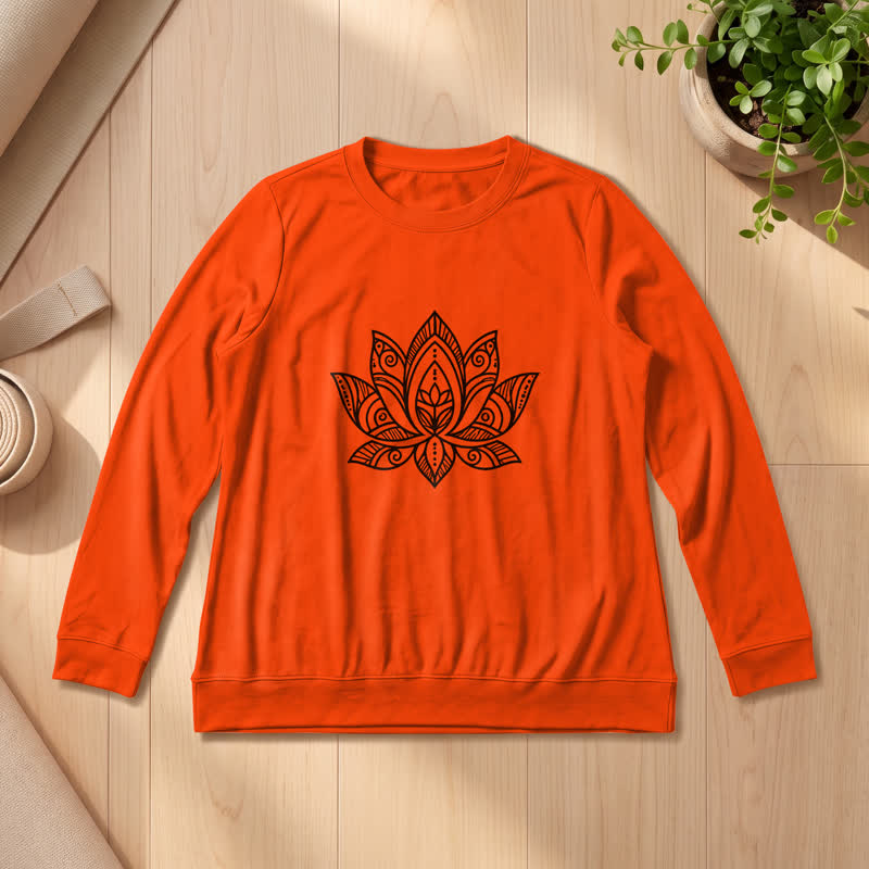 Camicia a maniche lunghe da donna Olivenorma in morbido misto cotone con stampa mandala e loto. - Arancia - 2XL - image 27