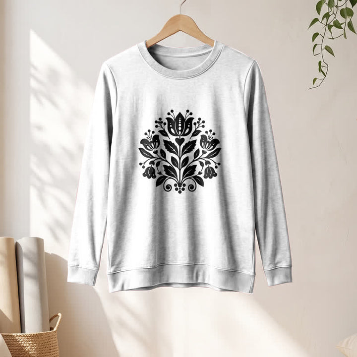 Camicia a maniche lunghe da donna Olivenorma in morbido misto cotone con stampa floreale folk. - image 4