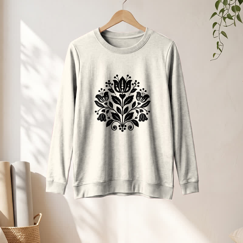 Camicia a maniche lunghe da donna Olivenorma in morbido misto cotone con stampa floreale folk. - image 10