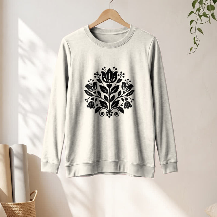 Camicia a maniche lunghe da donna Olivenorma in morbido misto cotone con stampa floreale folk. - image 10