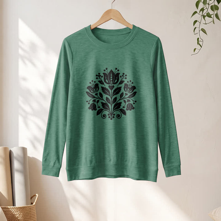 Camicia a maniche lunghe da donna Olivenorma in morbido misto cotone con stampa floreale folk. - image 22
