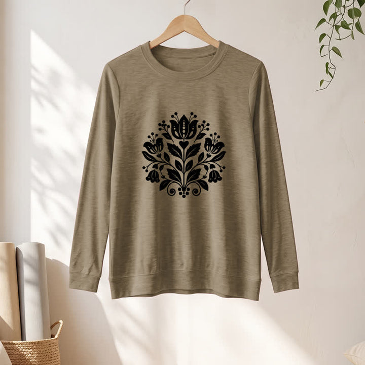 Camicia a maniche lunghe da donna Olivenorma in morbido misto cotone con stampa floreale folk. - image 25
