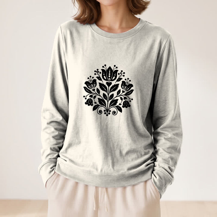 Camicia a maniche lunghe da donna Olivenorma in morbido misto cotone con stampa floreale folk. - image 11