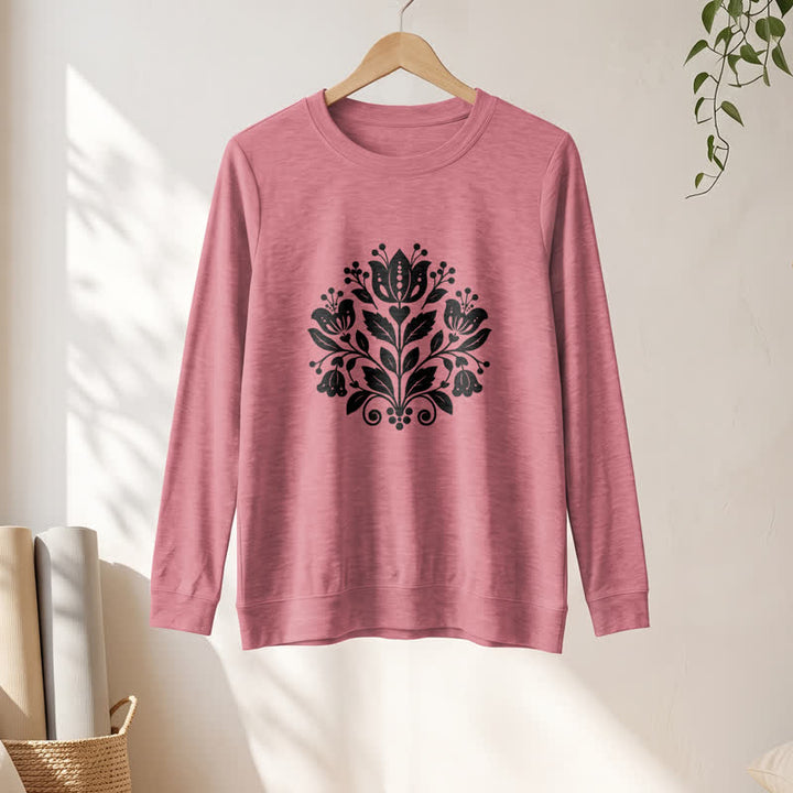 Camicia a maniche lunghe da donna Olivenorma in morbido misto cotone con stampa floreale folk. - image 1