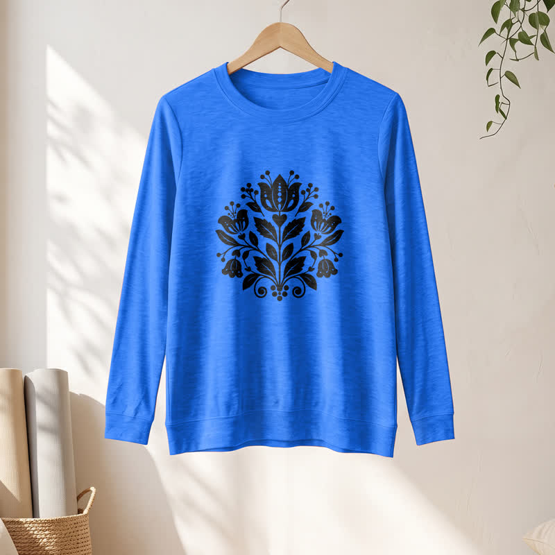 Camicia a maniche lunghe da donna Olivenorma in morbido misto cotone con stampa floreale folk. - image 16