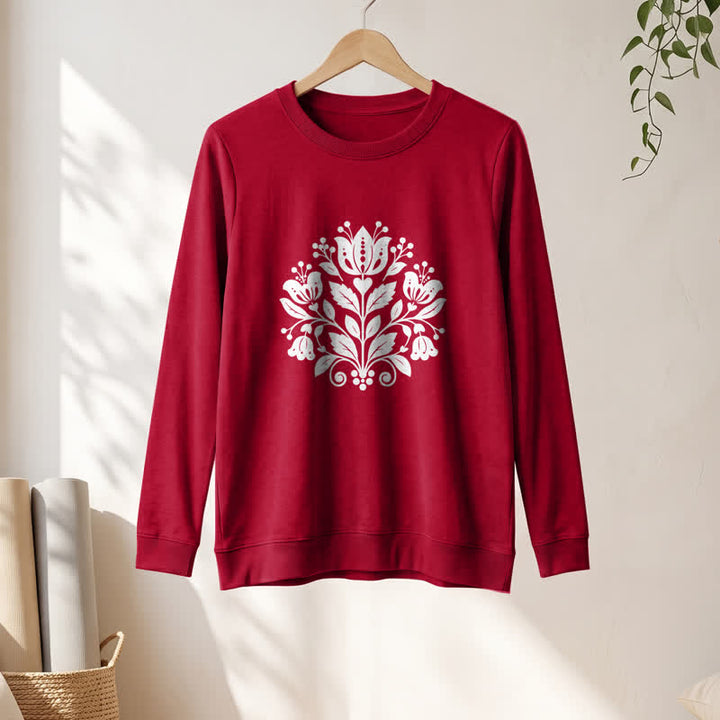 Camicia a maniche lunghe da donna Olivenorma in morbido misto cotone con stampa floreale folk. - image 31