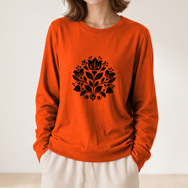 Camicia a maniche lunghe da donna Olivenorma in morbido misto cotone con stampa floreale folk. - image 29