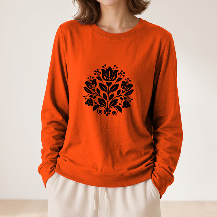 Camicia a maniche lunghe da donna Olivenorma in morbido misto cotone con stampa floreale folk. - image 29