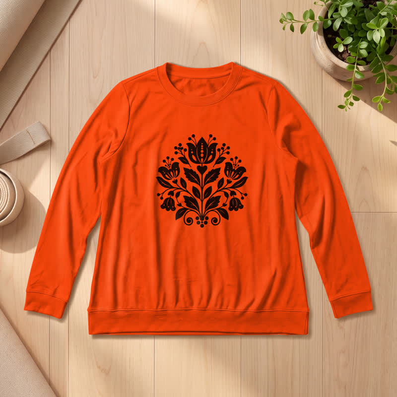 Camicia a maniche lunghe da donna Olivenorma in morbido misto cotone con stampa floreale folk. - Arancia - 2XL - image 27