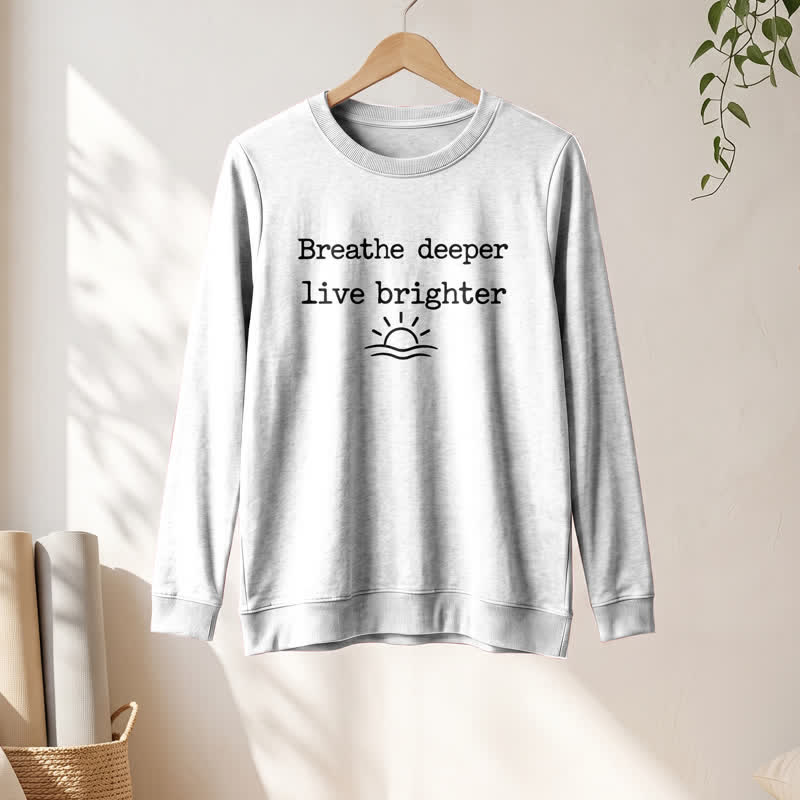 Camicia a maniche lunghe da donna Olivenorma in morbido misto cotone con stampa "Breathe Deeper". - image 4
