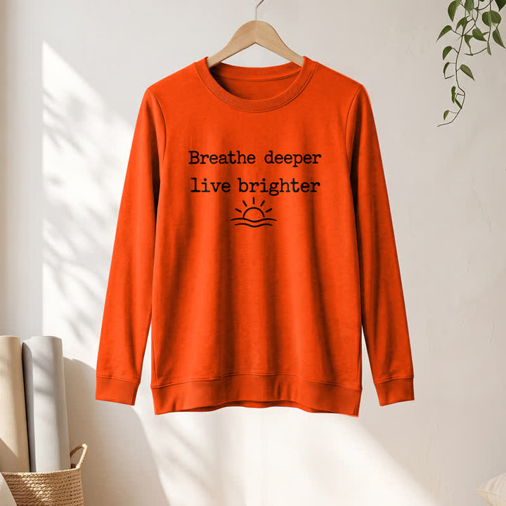 Camicia a maniche lunghe da donna Olivenorma in morbido misto cotone con stampa "Breathe Deeper". - image 28