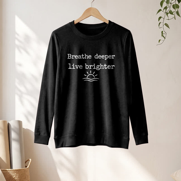 Camicia a maniche lunghe da donna Olivenorma in morbido misto cotone con stampa "Breathe Deeper". - image 7