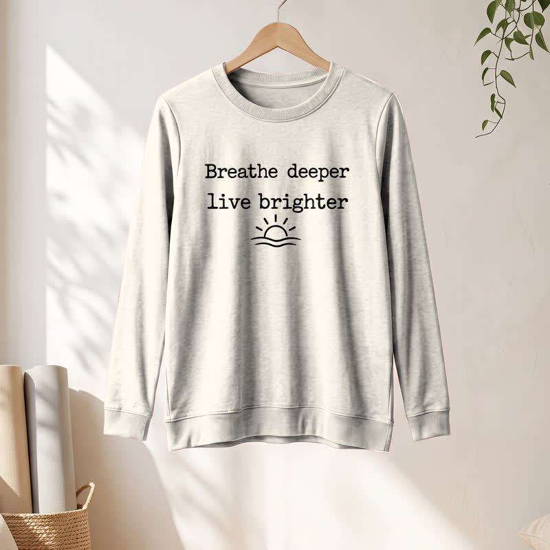 Camicia a maniche lunghe da donna Olivenorma in morbido misto cotone con stampa "Breathe Deeper". - image 13