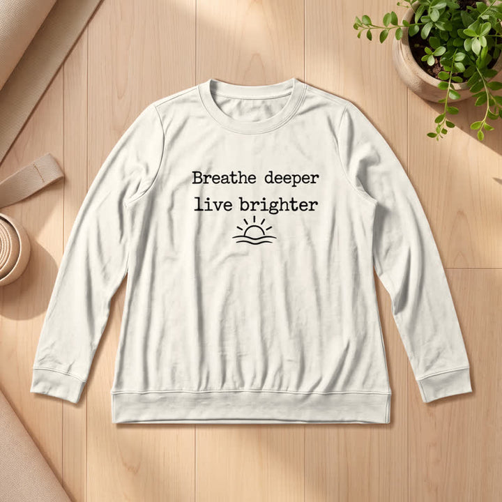 Camicia a maniche lunghe da donna Olivenorma in morbido misto cotone con stampa "Breathe Deeper". - Colore sabbia - 2XL - image 12