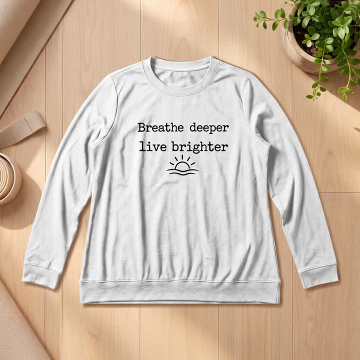 Camicia a maniche lunghe da donna Olivenorma in morbido misto cotone con stampa "Breathe Deeper". - Bianco - 2XL - image 3