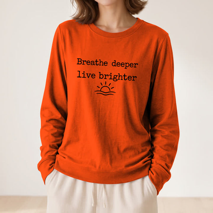 Camicia a maniche lunghe da donna Olivenorma in morbido misto cotone con stampa "Breathe Deeper". - image 29