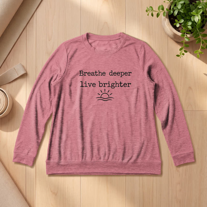 Camicia a maniche lunghe da donna Olivenorma in morbido misto cotone con stampa "Breathe Deeper". - Oro rosa - 2XL - image 9
