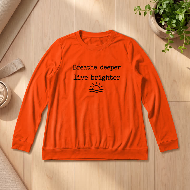 Camicia a maniche lunghe da donna Olivenorma in morbido misto cotone con stampa "Breathe Deeper". - Arancia - 2XL - image 27
